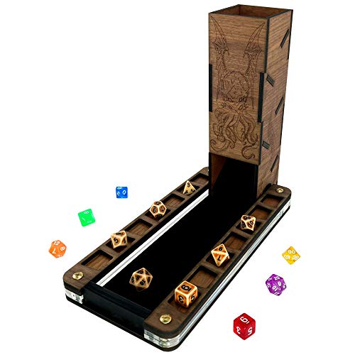 C4Labs Deluxe Walnut Dice Tray and Walnut Cthulhu Dice Tower Bundle