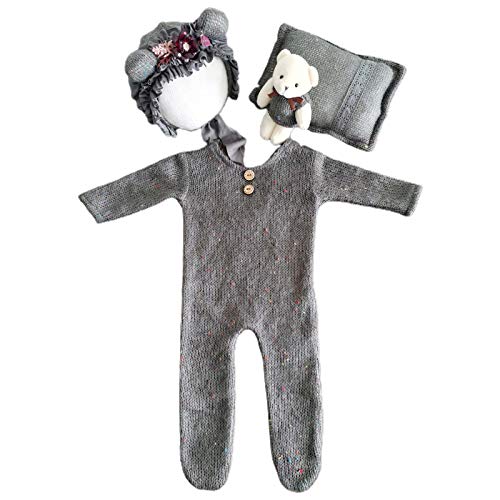 CHBC 1Set Newborn Photography Props Pillow Hat Romper Jumpsuit Bear Doll Accessories Baby Bodysuit Clothes Customized Photo Gifts Set Girl Outfits