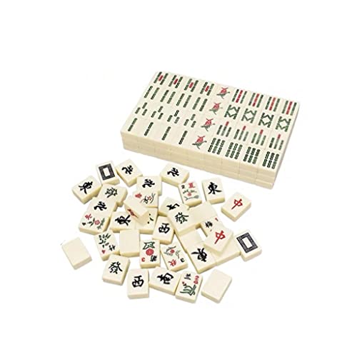 Mahjong, Mini Travel Mah Jong, 144 Tiles Chinese Traditional Mahjong Games with Storage Bag, Portable Size and Light-Weight Tile Games (Color : Iovry White)