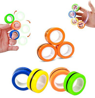 AHEYE Magnetic Rings Toys - Magnetic Fingertip Toys, Decompression Magnetic Magic Ring, Magnetic Game, Magic Toy, Magnetic Bracelet, Durable Unzip Toys Adhd Toysmagic Magnet Ring(orange)