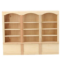 Doll House Bookcase, 1:12 Wooden Miniature Display Cabinet Showcase Doll House Shop Accessory for Kid Children Holidays Gift(Wood Color Bookcase)