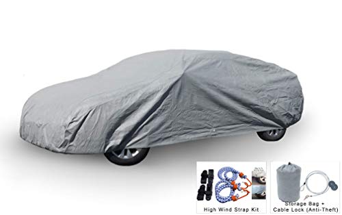 Weatherproof Car Cover Compatible with 1978-1983 Chevrolet Malibu Wagon - Comparable to 5 Layer Cover Outdoor & Indoor - Rain, Snow, Hail, Sun - Theft Cable Lock, Bag & Wind Straps