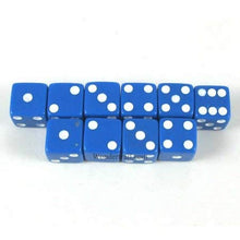 Load image into Gallery viewer, Koplow Games 8mm Opaque Blue with White Pips 10 Set
