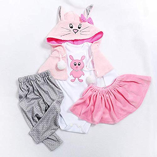 Reborn Baby Doll Clothes for 17- 19 Inch Newborn Dolls Girls Lovely Clothes Pink Outfits