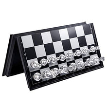 Load image into Gallery viewer, LXLTL Folding Magnetic Travel Chess Set, for Kids Or Adults Chess Board Game with Digital Professional Chess Timer (Gold&amp;Silver Chess Pieces),32x32cm
