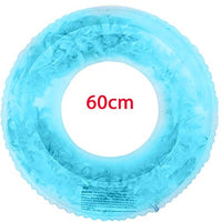 Jiaye Cartoon Anime Keychain Summer Beach Swim Circle Float Water Pool Party Inflatable Swimming Ring Float Round Feather Sequins Rings (Color : Blue 60cm)