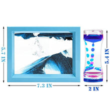 Load image into Gallery viewer, Moving Sand Art Picture and Liquid Motion Bubbler for Sensory Play Calm Stress Relief Fidget Toy ADHD Anxiety Autism Activity for Children Kid Adult Home Office Desk Decor Birthday Blue
