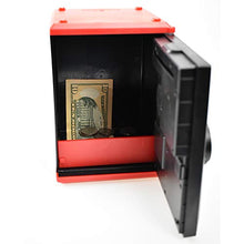 Load image into Gallery viewer, Kids Safe Box with Fingerprint Code, Talking Piggy Bank, ATM Savings Bank for Real Money, Great Toy Gift for Children(Black/Red)

