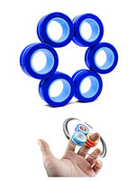 BESIACE Magnetic Finger Ring Stress Relief Magnet Toy Decompression Spinner Game Magic Ring Props Tools 3pcs/6pcs (6Pcs Dark Blue)