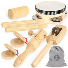 Load image into Gallery viewer, Ehome Toddler Musical Instruments, Wooden Music Set for Toddlers 1-3, Musical Percussion Toys for Kids, Preschool Educational Montessori Play for Baby Boys Girls with Storage Bag(8PCS)
