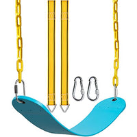 PACEARTH Swing Seat Support 660lb with 68.9 inch Anti-Rust Chains Plastic Coated 23.6 inch Tree Hanging Straps and Locking Buckles Outdoor Playground Tree Swing-Sky-Blue