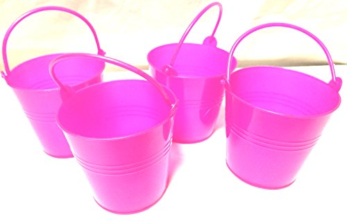 Mini Plastic Buckets (Set of 4) Pink Approx 3