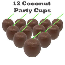 Load image into Gallery viewer, 12 -pack 12oz Hawaiian Tropical Luau Party Plastic Coconut Cup with straw
