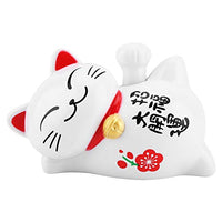 MAGT Lucky Cat Car Accessories Fortune Cat, Solar Powered Adorable Lazy Lying Waving Beckoning Fortune Lucky Cat Car Accessories Powered by Solar Energy (1)