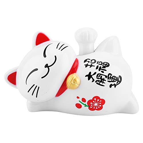 Shopping Spree Lovely Solar PoweredLying Waving Beckoning Fortune Lucky Cat Car AcCar Hotel Restaurant Decor (Fortune Cat)