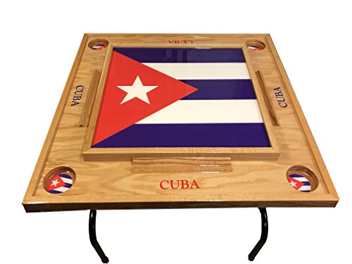 latinos r us Cuba Flag Domino Table with Flag -Full