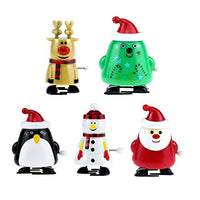NUOBESTY 5pcs Christmas Clockwork Toy Cartoon Santa Claus Snowman Reindeer Christmas Tree Penguin Wind up Toys Figure Ornaments Christmas Table Decoration for Kids Party Favors Goodie Bag Filler