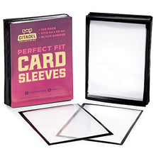 Load image into Gallery viewer, 100 Pack Black Border Card Sleeves | Double Sleeve with Clear, Durable Plastic Trading Card Protectors for Drafting and Collecting | 100 Inner Sleeves Compatible with Popular Card Games
