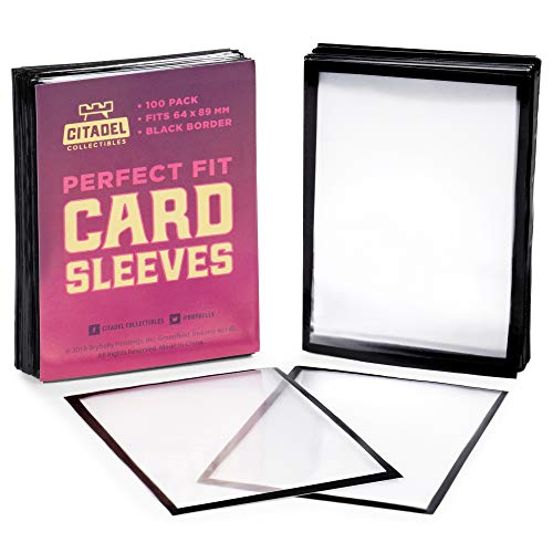 100 Pack Black Border Card Sleeves | Double Sleeve with Clear, Durable Plastic Trading Card Protectors for Drafting and Collecting | 100 Inner Sleeves Compatible with Popular Card Games