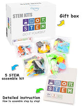 Load image into Gallery viewer, 5 Set STEM Kit, DC Motors Electronic Assembly Robotic Kit DIY STEM Toys for Kids, Building Science ExperimentsProjects Kits, Gifts for Boys and Girls Ages 8 9 10 11 12
