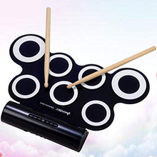 Load image into Gallery viewer, ARTIBETTER Roll Up Drum Kit wiht Speakers Practice Pad Tabletop Electronic Drum Pad Drumsticks Foldable Drum Set for Kids Black

