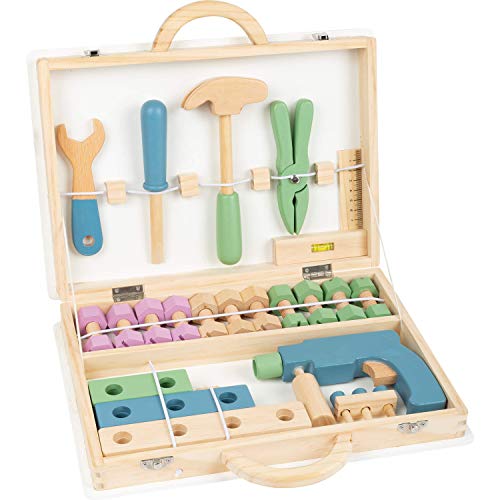 small foot wooden toys Premium Nordic Toolbox 43 Piece Playset Designed for Children Ages 3+ Years, Multicolored (11505)