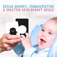 Load image into Gallery viewer, merka High-Contrast Baby Flashcards  Set of 50 Black-and-White Flash Cards for Visual Stimulation and Brain/Sensory Development  Learning Tool for Infants and Toddlers 18 Months and Above
