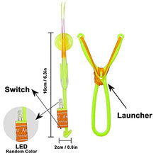 Load image into Gallery viewer, Rocket Slingshot Flying with LED Lights Glow The Dark Party,12 Launchers + 12 LED Helicopters,Slingshot Amazing Arrow Helicopter Glow Supplies for Kids (24 Pieces)
