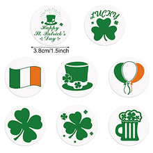 Load image into Gallery viewer, Boao 500 Pieces St. Patrick&#39;s Day Stickers Shamrock Roll Stickers 1-1/2 Inch Adhesive Label for Irish Decoration and Craft (Style B)
