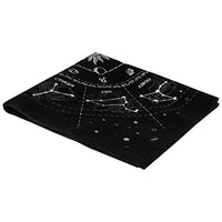 Kisangel Altar Tarot Cloth Astrology Tarot Divination Cards Table Cloth Tapestry 12 Constellations Pentacle Tablecloth Washable Black