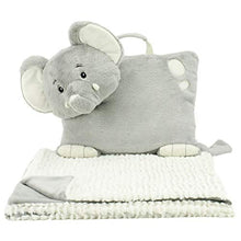 Load image into Gallery viewer, Animal Adventure | Wild for Style| Character Cuddle Combos | 2-in-1 Stow-n-Throw Cuddle Bud with Carrying Handle &amp; Zipper Pouch for Blanket Storage Set  30&quot; W x 39&quot; H Blanket  Elephant

