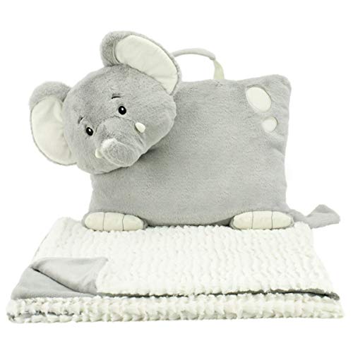 Animal Adventure | Wild for Style| Character Cuddle Combos | 2-in-1 Stow-n-Throw Cuddle Bud with Carrying Handle & Zipper Pouch for Blanket Storage Set  30