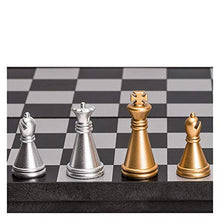 Load image into Gallery viewer, HJUIK Chess Game Set Mini 16.5x16.5cm Magnetic Foldable Chess Set Gold Silver Portable for Travel Board Game Complete Playing Pieces Included (Color : Black)
