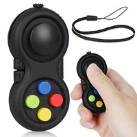 VCOSTORE Fidget Pad Fidget Buttons Controller, Fidget Toys for Anxiety Stress Relief Toys for Kids Adults with ADD ADHD (Black & Mix)