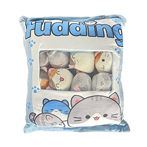 LUNK Cute Throw Pillow Removable Fluffy Kawaii Cat Snack Pillow Pudding Decorative Cushion Bed Couch Creative Gifts Teens Girls
