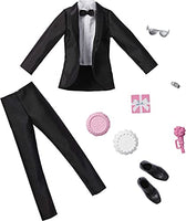 Barbie Fashion Pack: Bridal Outfit for Ken Doll with Tuxedo, Shoes, Watch, Gift, Wedding Cake with Tray & Bouquet, Gift for Kids 3 to 8 Years Old , Black