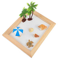 NUOBESTY 1 Set Zen Garden for Desk Wood Tray Ocean Sandbox with Miniature Sea Animals Mini Zen Sand Garden Kit Meditation Gifts