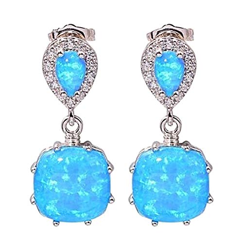 frigidssm Fashion Elegant Women Fire Opal Inlaid Pendant Ear Stud Earrings Party Jewelry Accessory Gift Blue