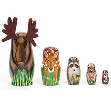 Load image into Gallery viewer, Heaven2017 5Pcs Traditional Russian Stacking Hand Painted Wooden Nesting Dolls Animal Matryoshka for Kids Gift Home Office Decoration-1#
