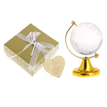 Load image into Gallery viewer, JKPOWER Mini Round Earth Globe World Map Crystal Glass Clear Stand Desk Decoration Gifts Earth Globe Stand Gold
