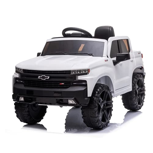 SEGMART Electric Cars for Kids Chevrolet Silverado Trail Boss LT Ride-on Truck Car, 12V Licensed Pickup for Boy & Girl, Electric Vehicles Car with Parental Remote Control