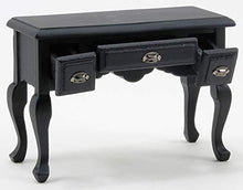 Load image into Gallery viewer, Classics by Handley Dollhouse Miniature Black Desk with Pewter Drawer Pulls
