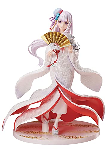 Furyu Re:Zero  Starting Life in Another World: Emilia (Shiromuku Version) 1:7 Scale PVC Figure, Multicolor, 9 inches