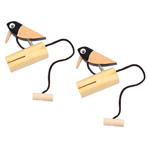 YARNOW 2pcs Children Wooden Pull Rope Woodpecker Tone Block Percussion Instrument Sound Barrel Doorbell Musical Toys