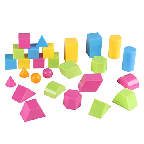 loinhgeo 24Pcs 3D Geometric Solid Colorful Shape Visual Aids Mathematic Education Student Toy Xmas Gift 27pcs