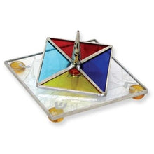 Load image into Gallery viewer, Hanukkah Chanukkah Dreidel Glass &amp; Silver Colorful With A Base &amp; Hebrew Letters, Hand Made By The Renown Artist Anat Brigg, 2.25&quot; x 2.25&quot; x 2.75&quot;
