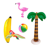 Toddmomy 5Pcs Inflatable Palm Trees Flamingo Toys Inflatable Colorful Beach Balls Banana Flying Parrot Inflatable Summer Beach Toys Pool Party Playthings for Hawaii