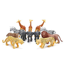 Load image into Gallery viewer, Jumbo Safari Animal Figurines Toys, 12 Piece African Jungle Zoo Animals Figures, Realistic Wild Plastic Animals Toy with Elephant, Giraffe, Lion Educational Playsets for Toddlers, Kids Birthday Set
