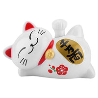 zhuolong Chinese Lucky Cat Waving Solar Powered Adorable Lazy Lying Beckoning Fortune Lucky Cat Car Accessories(B)