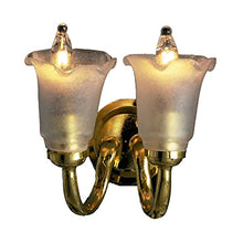 Load image into Gallery viewer, Melody Jane Dollhouse Double Wall Light Frosted Tulip Shade UP 12V Electric Sconce
